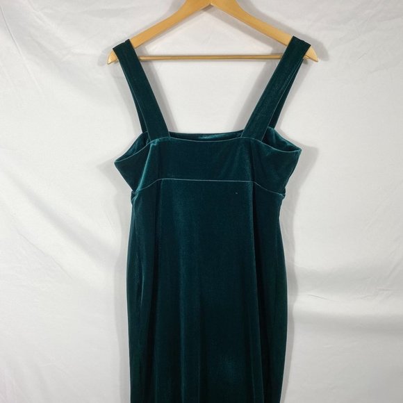 ASOS Design Holidays Velvet Square Neck Front Slit Maxi Dress Size 10 Green - Picture 8 of 12